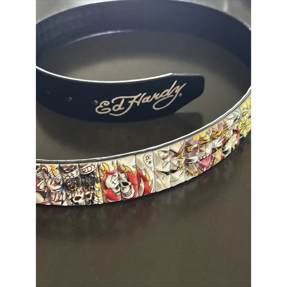 Ed Hardy‎ Studded Black Leather Belt Size 40 | MSRP = $80